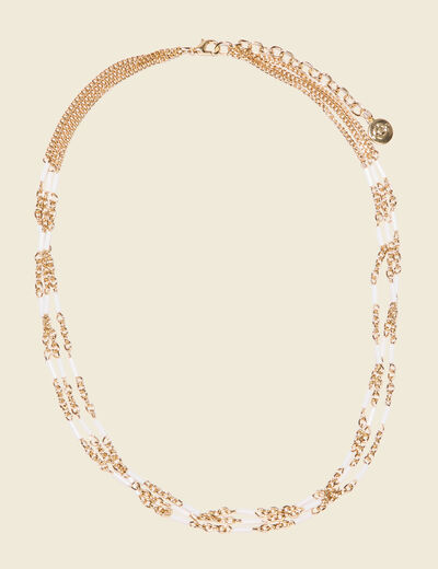 Collier multirangs à perles ecru femme