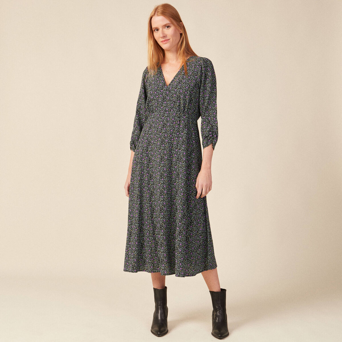 Robe longue éco-responsable noir femme
