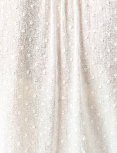 Blouse manches longues col tunisien blanc femme
