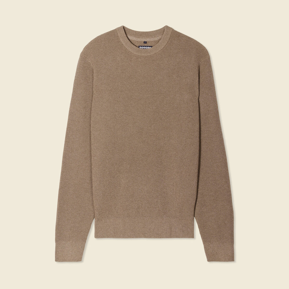 Pull manches longues col rond taupe homme