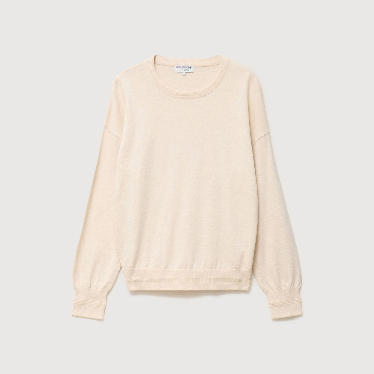 Pull oversize col rond manches longues creme femme