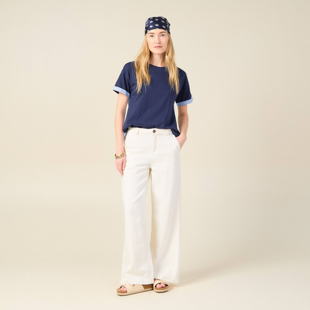 T-shirt manches courtes bleu marine femme