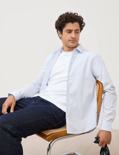 Chemise col classique manches longues gris fonc&eacute; homme