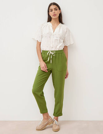 Pantalon taille standard vert olive femme