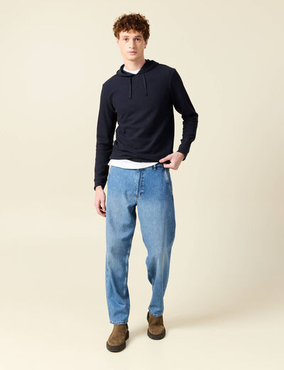 T-shirt à capuche bleu marine homme