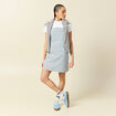 Robe en jeans &agrave; bretelles col carr&eacute; bleu marine femme