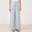 Pantalon large taille haute ceinture bleu ciel femme