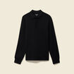 Polo cintr&eacute; manches longues en coton noir homme