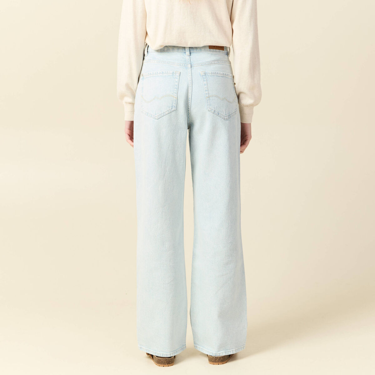 Jeans large taille haute denim snow bleu femme