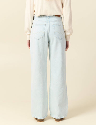 Jeans large taille haute denim snow bleu femme