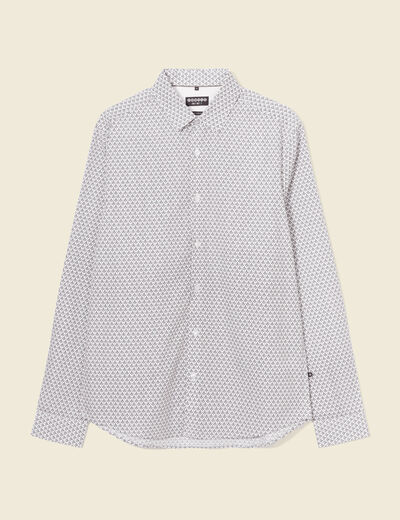 Chemise en coton manches longues blanc homme