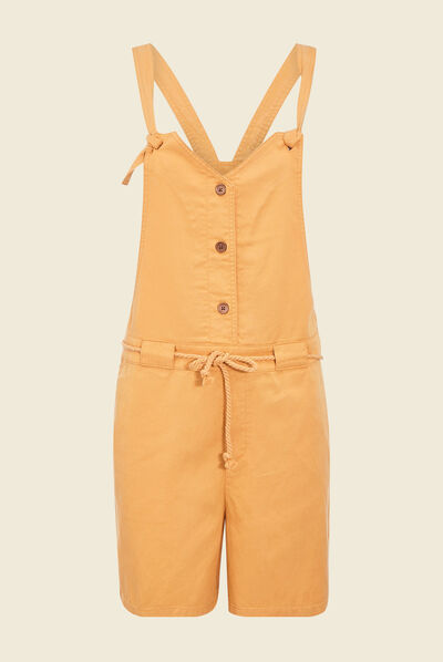 Combishort ceinturée jaune femme