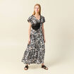 Robe longue évasée dos ouvert noir femme
