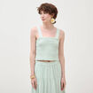 Top cintr&eacute; court &agrave; bretelles col carr&eacute; vert pastel femme