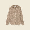 Blouse droite courte manches longues marron femme