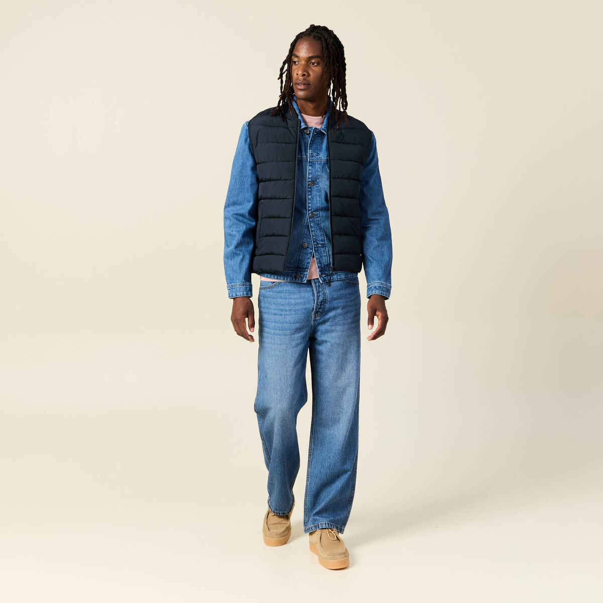 Doudoune courte sans manches bleu marine homme