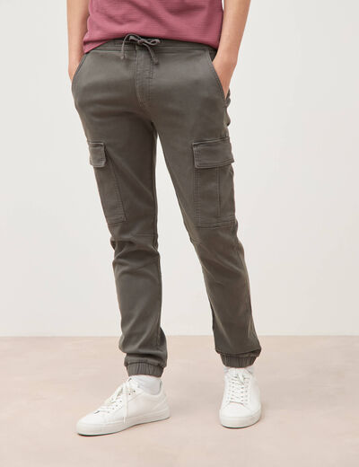 Pantalon battle bas resserr&eacute; vert fonc&eacute; homme