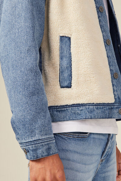 Blouson droit en jean denim stone homme