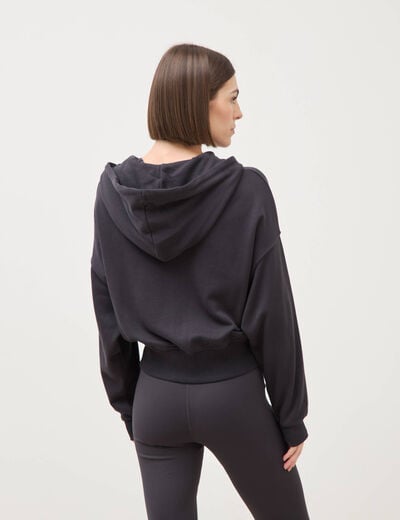 Sweat boyfriend &agrave; capuche gris fonc&eacute; femme
