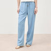Jeans taille &eacute;lastique coupe droite denim bleach femme
