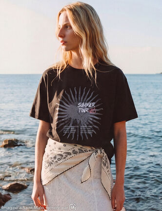 T-shirt oversize en coton noir femme