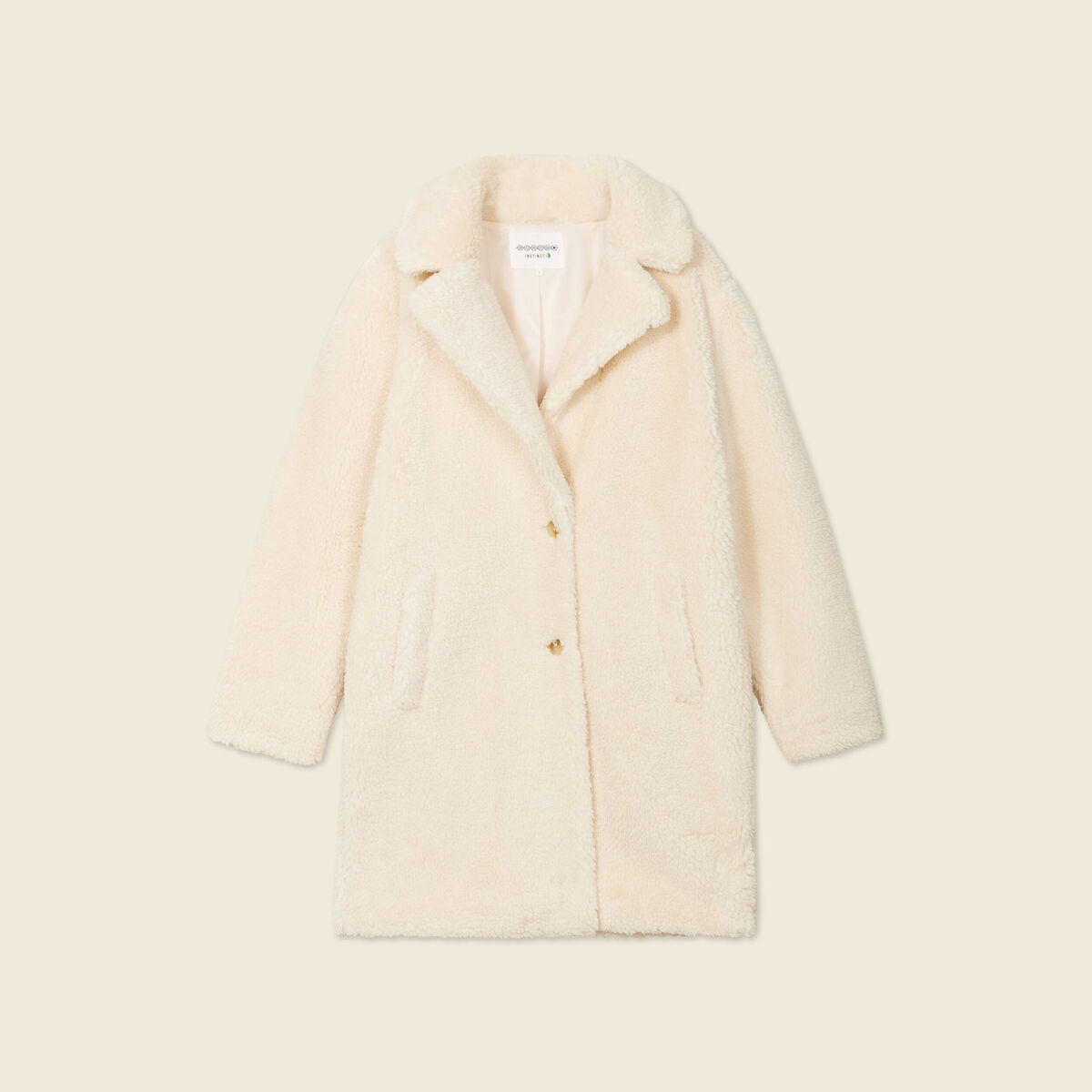 Manteau long laine mouton creme femme