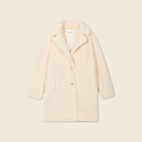 Manteau long laine mouton creme femme