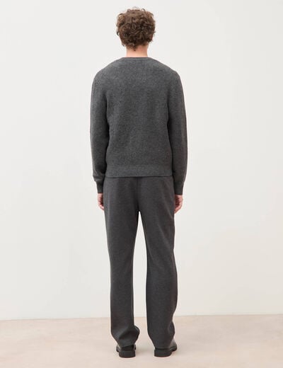 Pull col v manches longues gris fonc&eacute; homme
