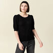 Pull manches courtes ajouré noir femme