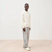 Sweat col rond manches longues en coton ecru homme