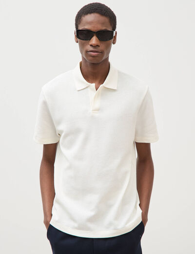 Polo col polo manches courtes ecru homme