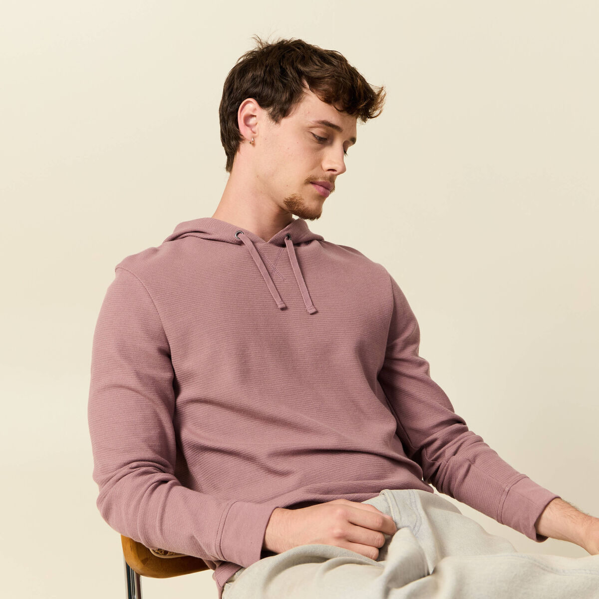 T-shirt &agrave; capuche vieux rose homme