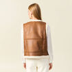 Veste su&eacute;dine sans manches marron femme