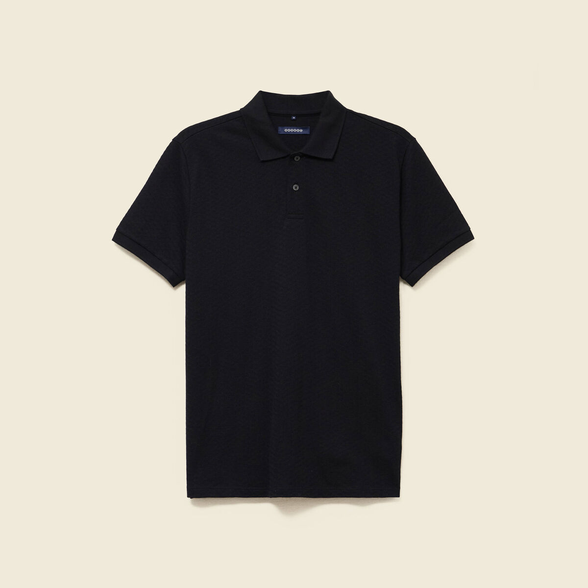 Polo cintr&eacute; en coton manches courtes noir homme