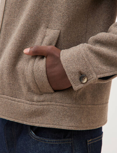 Veste oversize courte col classique taupe homme