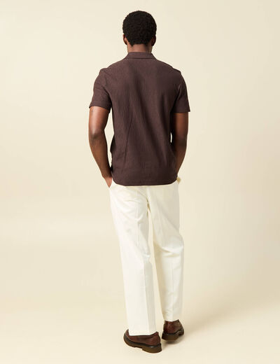 Polo manches courtes marron fonc&eacute; homme