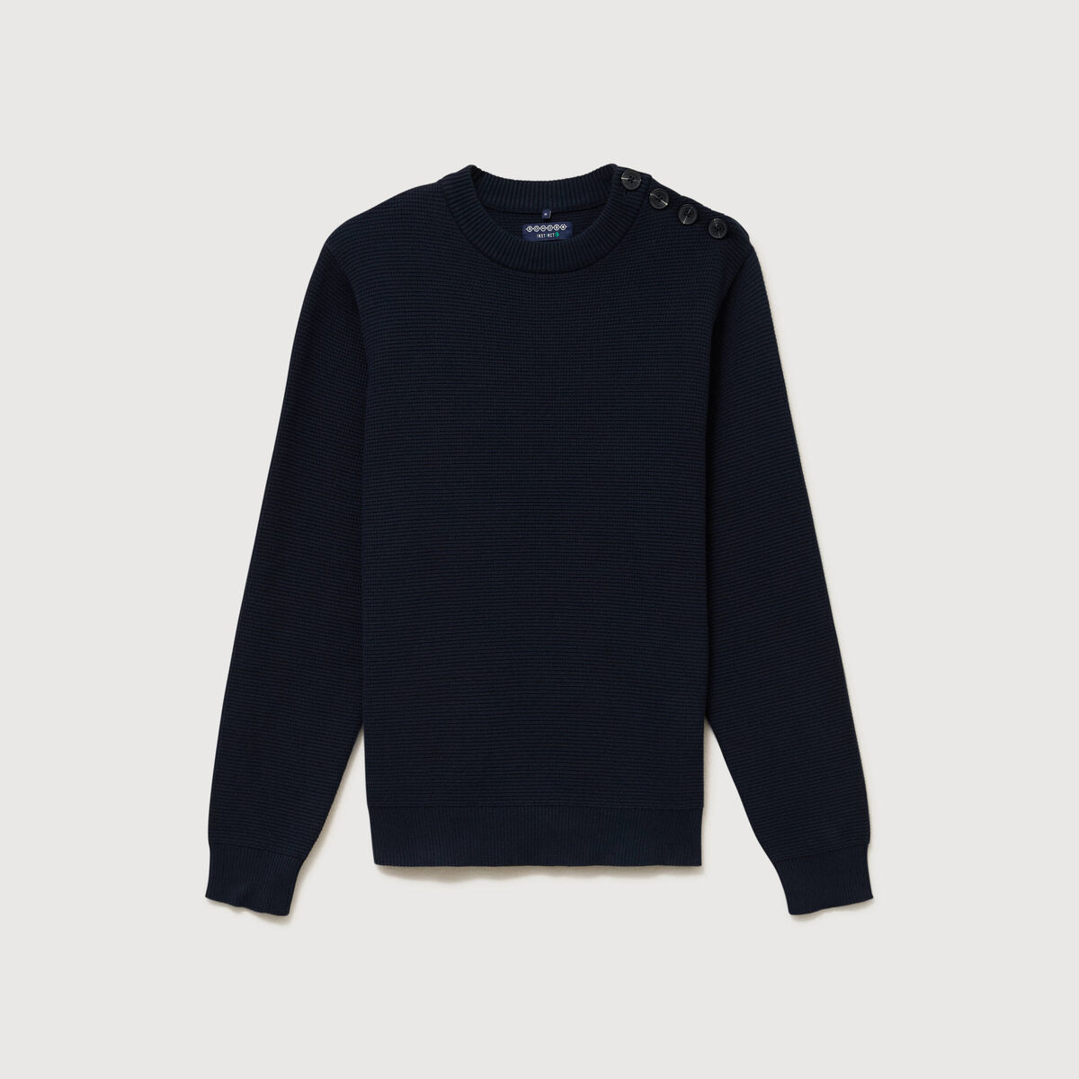 Pull manches longues col rond bleu marine homme