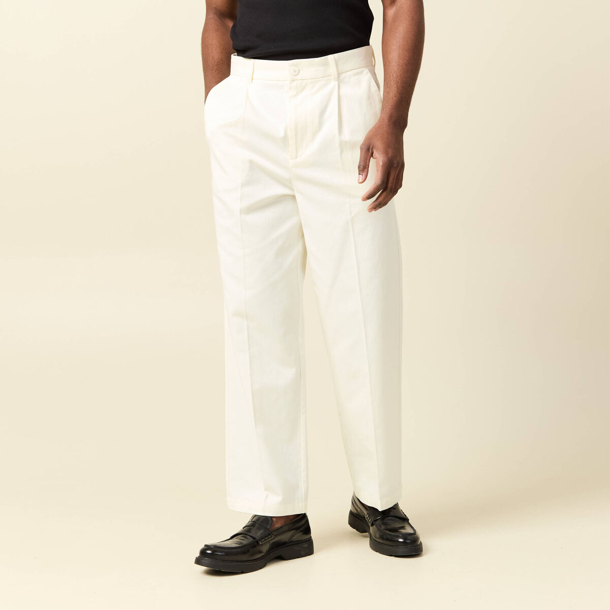 Pantalon droit longueur 32 ecru homme