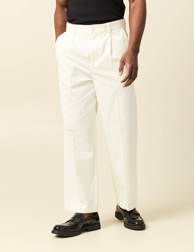 Pantalon droit longueur 32 ecru homme
