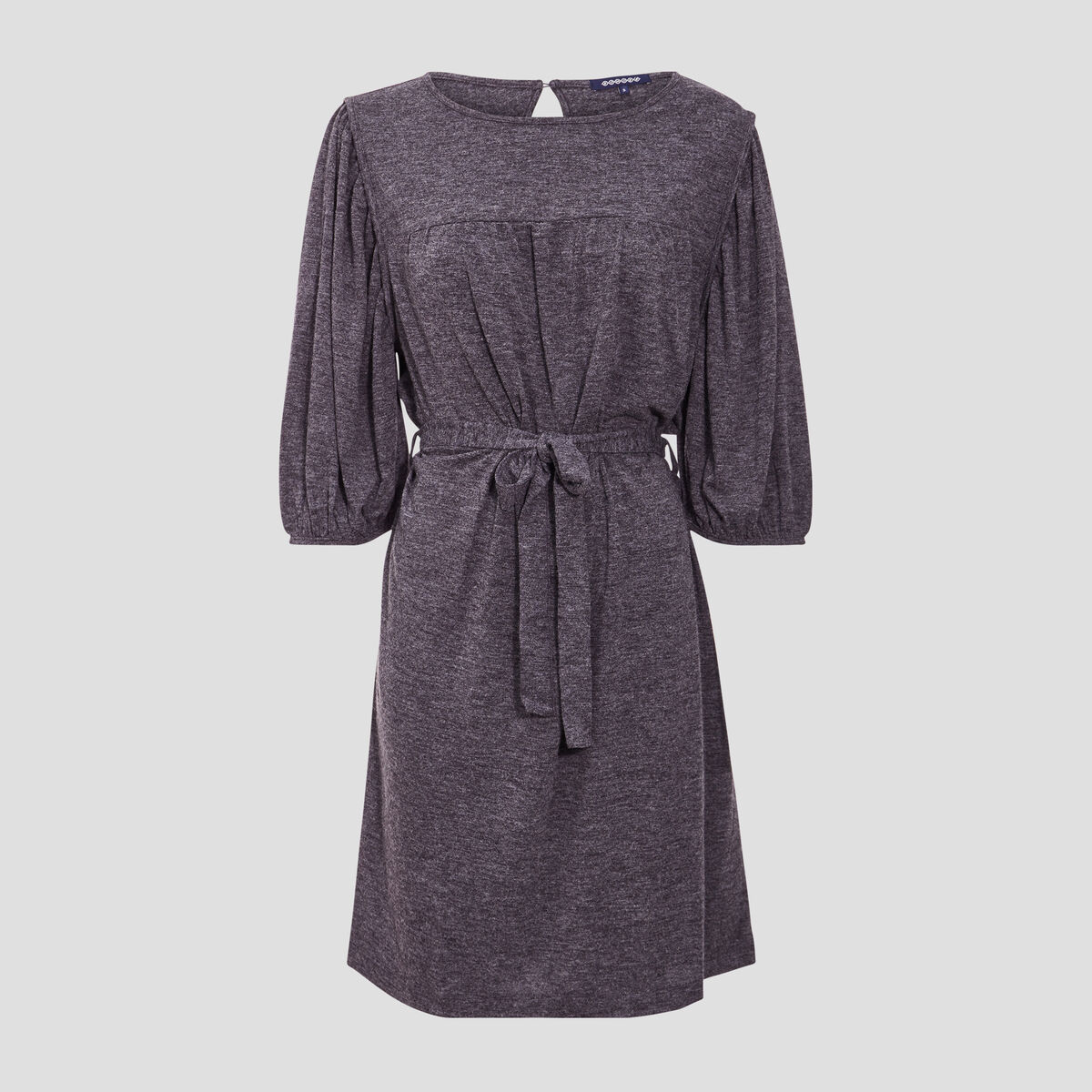 Robe droite ceinturée gris foncé femme