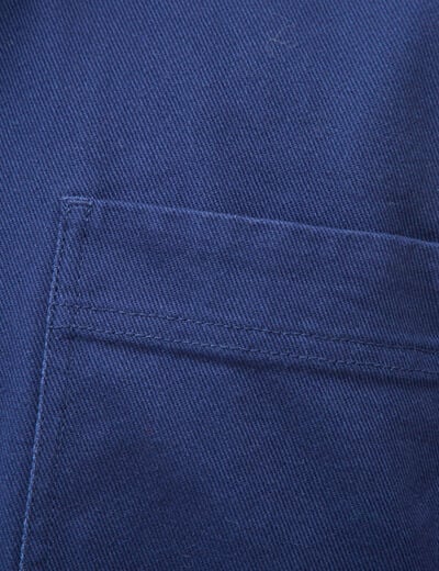 Surchemise droite en coton bleu fonc&eacute; homme