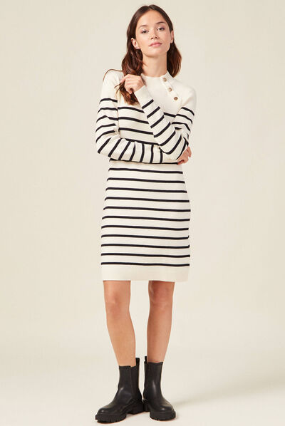 Robe pull éco-responsable ecru femme