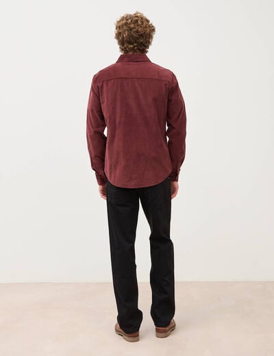 Chemise col classique en velours bordeaux homme