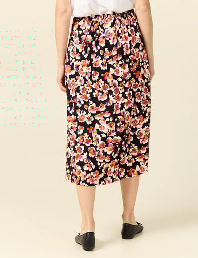Jupe midi évasée fluide noir femme