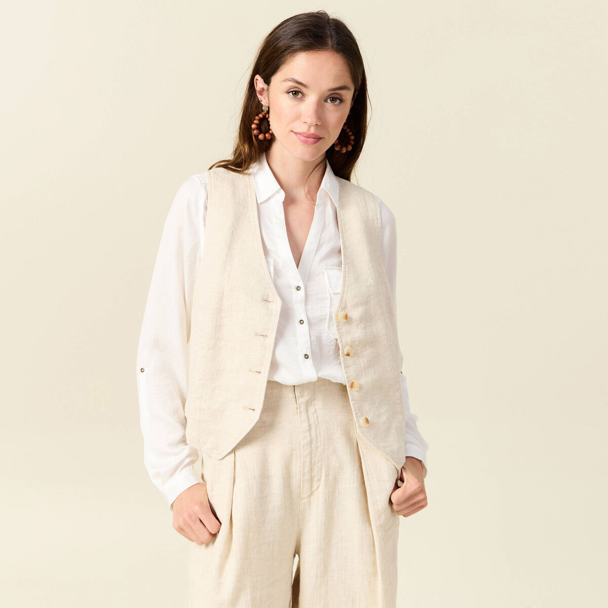 Veston éco-responsable sable femme