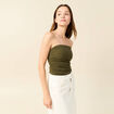 Bustier cropped côtelé vert kaki femme