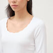 T-shirt ajust&eacute; col rond manches longues blanc femme