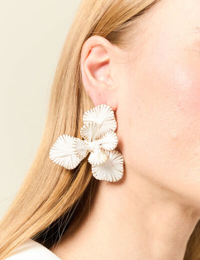 Boucles d'oreilles clous ecru femme