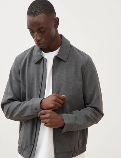 Blouson manches longues doubl&eacute; gris fonc&eacute; homme