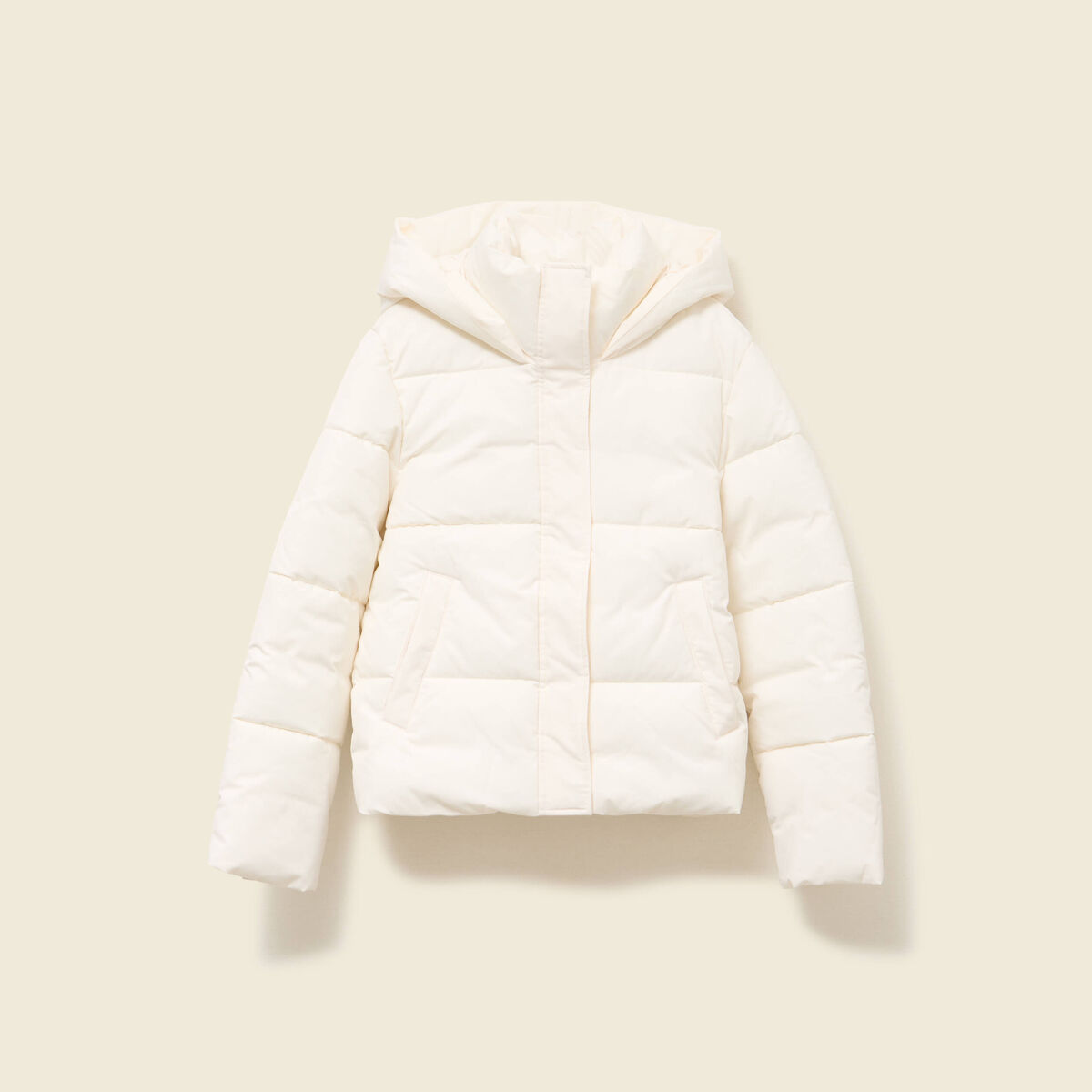 Doudoune &agrave; capuche creme femme